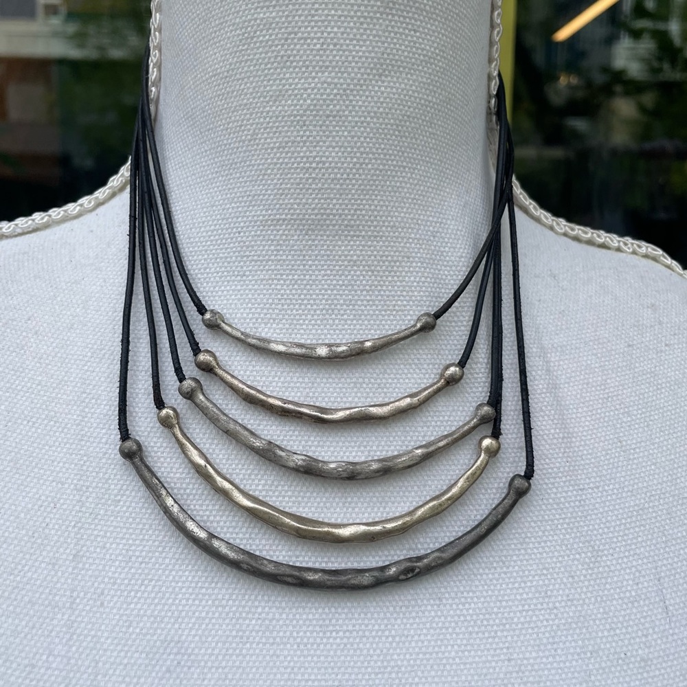 Vintage y2k Boho Silver Tiered Necklace
